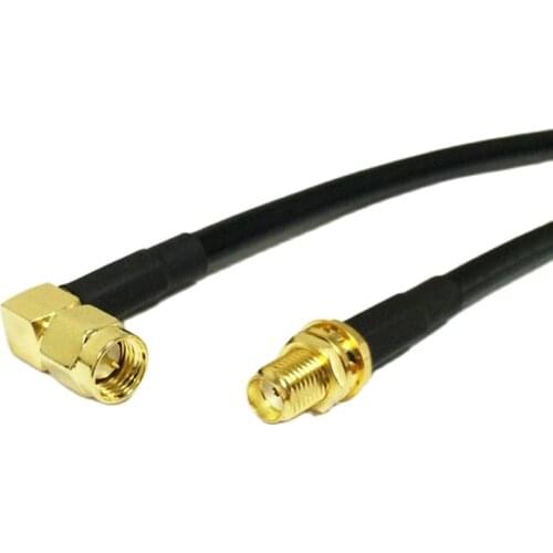 SMA Male Plug Right Angle To SMA Female Jack nut Straight Pigtail Cable RG58 50CM/100CM for wireless antenna