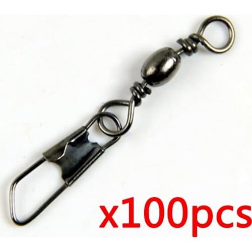 100Pcs Bearing Swivel Fishing Connector Mixed Size 6#-14# Barrel Rolling Solid Rings For Fishhook Lure Link Tackle Fishing Tools