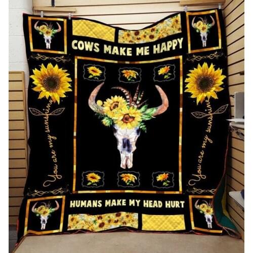 Sun Flower Elk Deer Sunflower Summer Quilt Blanket Mat 3D Printed Summer Quilt Bed Sofa Blanket For Kids Adults Washable