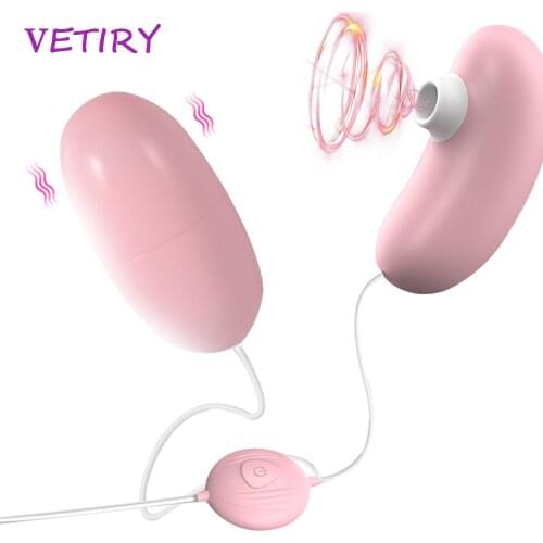 2 In 1 Sucking Vibrator for Women Clit Sucker Remote Control Vibrating Egg G Spot Massage Dildo Vagina for Female Adult Sex Toys