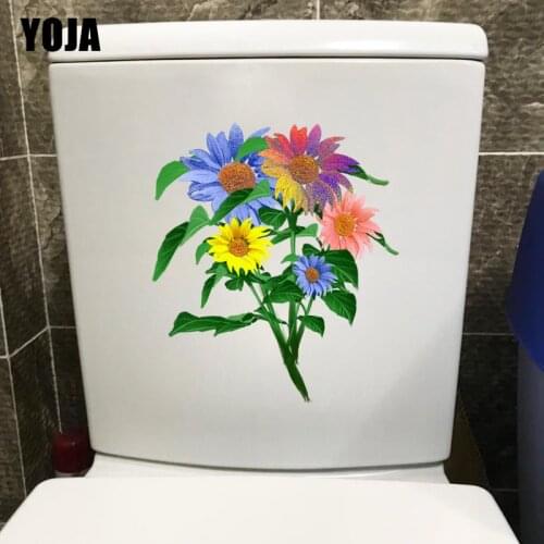 YOJA 19.8*22.7CM Colorful Fresh Sunflower Kids Room Decoration Bathroom Toilet Seat Stickers T1-0465