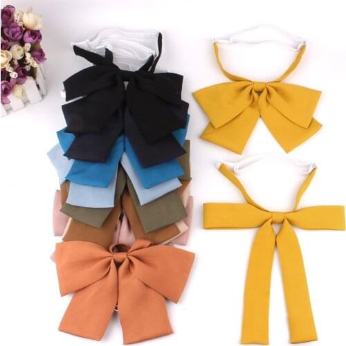 Ladies Oversize Bowtie Casual Bow tie For Women Uniform Collar Butterf Bowknot Adult Solid Bow Ties Cravats Cotton Girls Bowties