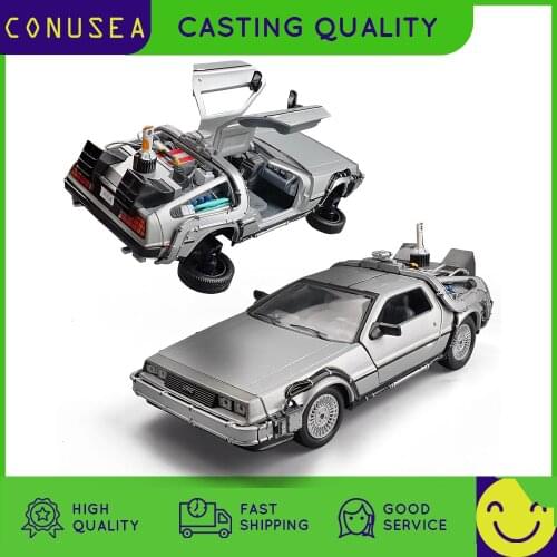 1:24 Diecast Alloy Model Car DMC-12 delorean back to the future Time Machine Simulation Metal Toy Car For Kid Toy Collection