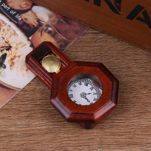 1Pcs Dollhouse Miniature Wood Vintage Red Clock Home Decor Toy 1/12 Scale Pretend Play Furniture Toy