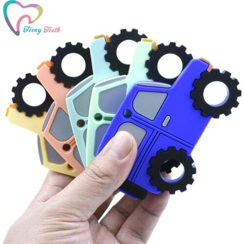 10 PCS BPA Free Cartoon Silicone Car Teether Baby Jeep Teething Food Grade For Baby Making Jewelry Pacifier Necklace Chains Gift