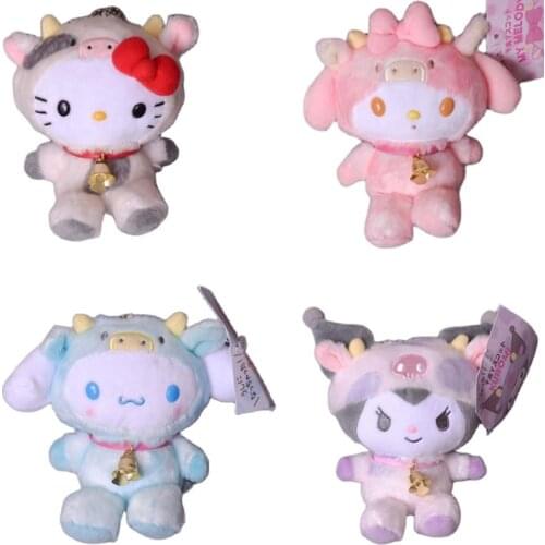 10Cm Takara Tomy Japan Cartoon Anime Figures Sanrio Plush Keychain Dolls Kuromi My Melody Kitty Pendant Birthday Gift Kids Toys