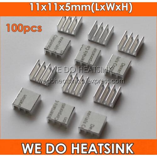 100pcs 11x11x5mm CPU Fans & Cooling Aluminum Heatsink Profile With Thermal Conductive Tape For IC DC Converter