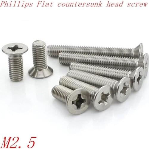 1000pcs GB819 m2.5 stainless steel flat contersunk head machine screw M2.5*4/5/6/8/10/12/14/16/18/20