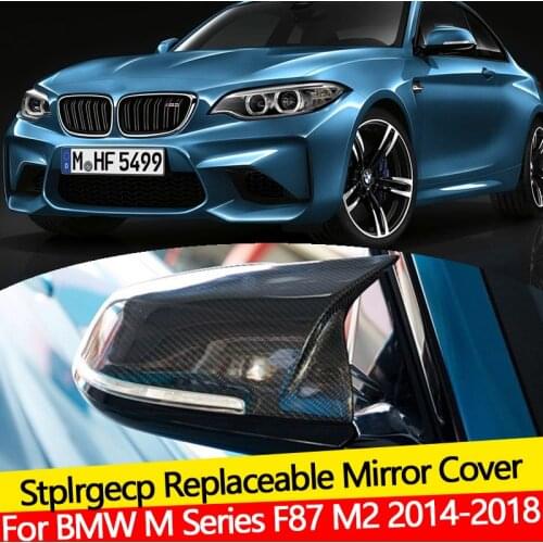 2pcs carbon Fiber Replacement Auto Car Rear View Side Mirror Cover Trim For BMW M Series F87 M2 2014-2018