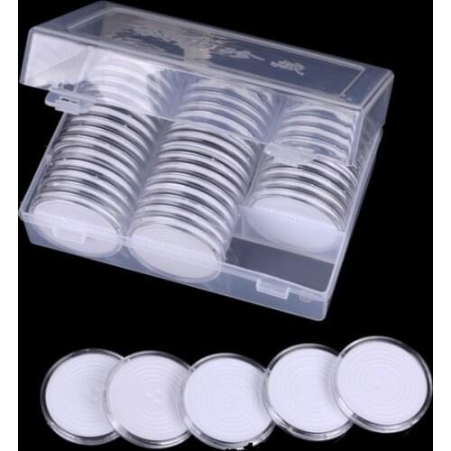 20Set 16-36MM ;17-37MM 18-38MM 19-39MM 20-40MM Clear Coin Capsules Caps Transparent Coin capsules For Coins Dollar box 45pcs/set