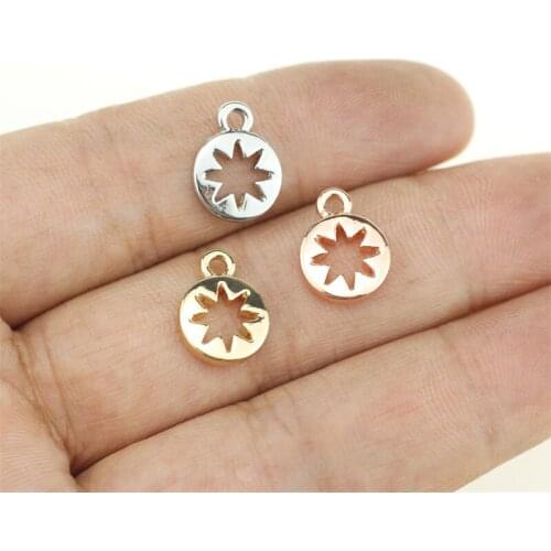 20pcs 10*13mm Flower Coin Zinc Alloy Necklace,Earring Bracelet Jewelry DIY Handmade 3 colors