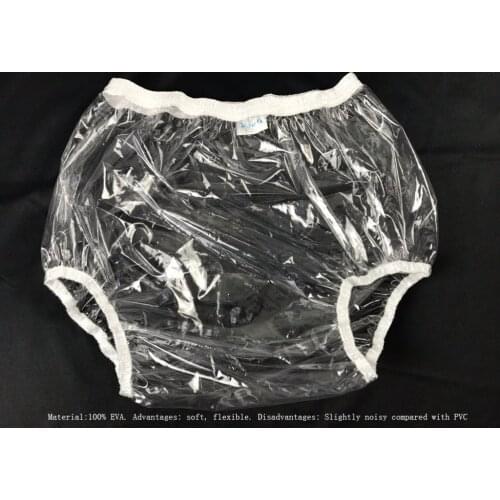 ABDL Haian Adult Incontinence Pull-on Plastic Pants Color Glass Clear 3 Pack
