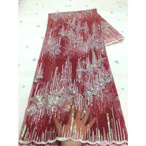 African Lace Fabric With Sequins Embroidery 2021 High Quality French Tulle Net Lace Material For Nigeria Wedding Party 5Yards