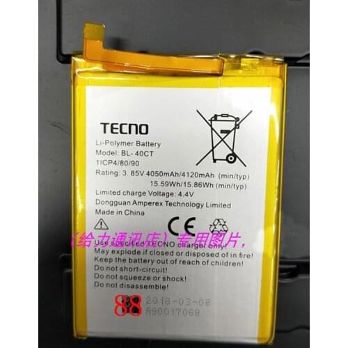 4050mAh 3.85V Battery For TECNO BL-40CT Mobile Phone Batterie Bateria Replace Parts