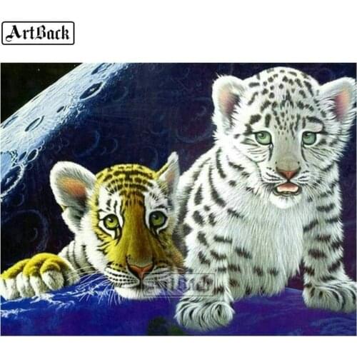 Animal Diamond Painting Two Tigers Planet Diamond Mosaic Full Square & Round Icon Diamond Embroidery Home Decoration