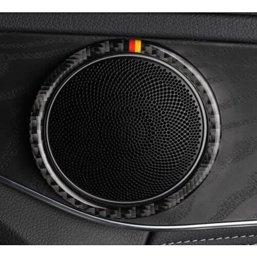 Carbon Fiber Car Door Audio Speaker Rings Cover Trim 4Pcs For Mercedes Benz E Class W213 2016-2018 Auto Interior Accessories