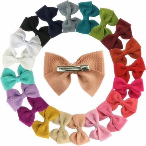 20Pcs 3.5 inch Solid Color fabric Baby Girls Hair Bows Alligator Clips Hair Accessories for Infants Toddlers Kids Teens