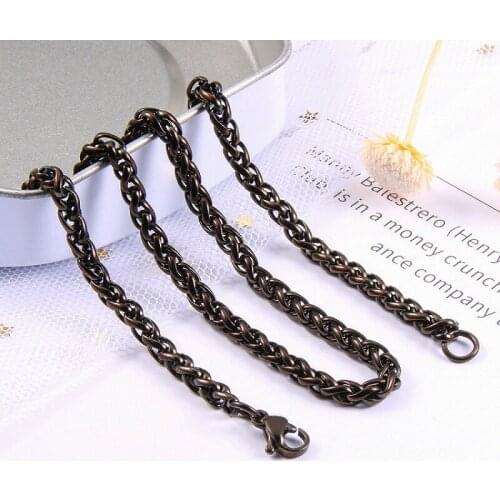 Black Keel Link Chain Necklace Stainless Steel 1 piece Width 3mm For Men Women For Pendant DIY Accessories Cute Chunky