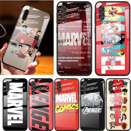 Marvel Avengers Logo Superhero For Samsung Note 20 10 9 8 Ultra Lite Plus 5G A70 A50 A40 A30 A20 A10 Tempered Glass Phone Case