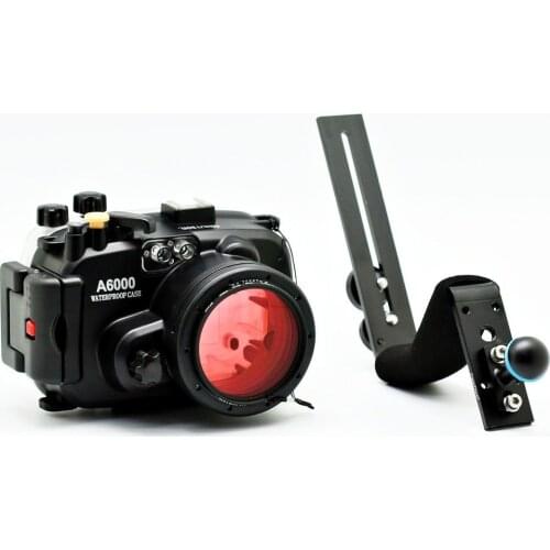 For Sony A6000 (16-50mm) 40m/130ft Meikon Underwater Camera Housing + diving handle + 67mm Red diving filter