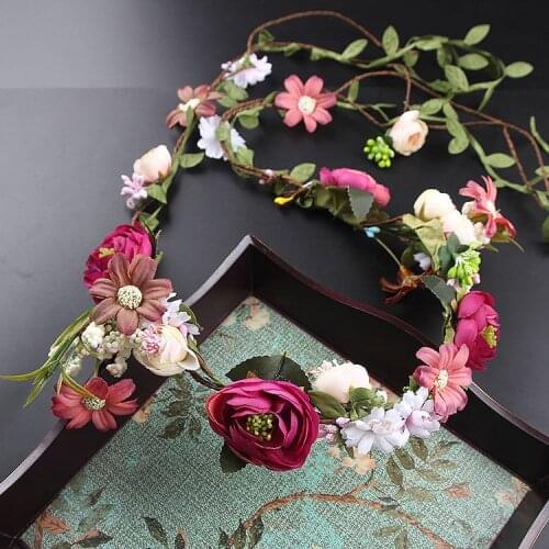 Fancy rattan mori flower fairy headband bridal garlands Bridal headdress wedding hair accessories