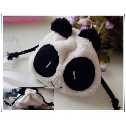 EASONOV new stuffed doll plush toy cartoon Panda bundle pocket soft storage drawstring bag package Bundle pocket baby gift 1pc