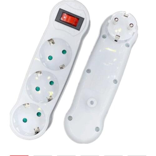 EU Socket Electric Power Strip European Standard 1 to 3 Way Extened Socket 4.8mm German Power Extension Plug Converter 16A 250V