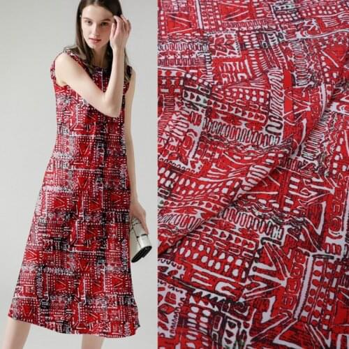 European American Style Digital Inkjet Printing Silk Crepe De Chine Fabric Spring Summer Fashion Dress Sewing Material by Meter