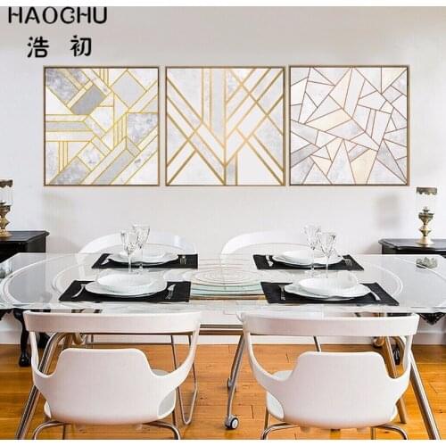 HAOCHU Modern White Gray Triangles Abstract Geometric Shape Canvas Art Print Painting Oil Poster Wall Decor No Frame