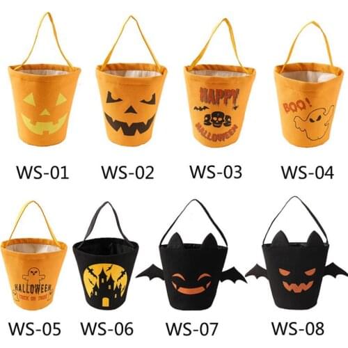 Halloween Candy Bucket Gift Wrap Kids Candy Collection Canvas Bag Pouch Festival Gift Handbag Decorations LX8056