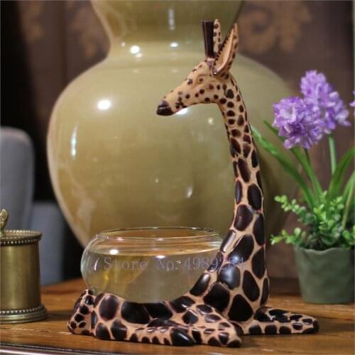 CREATIVITY RESIN VASE FLOWER POT SIMULATION ANIMAL GIRAFFE ROUND FISH TANK CRAFTS MODERN HOME DECORATION FLOWER ARRANGEMENT