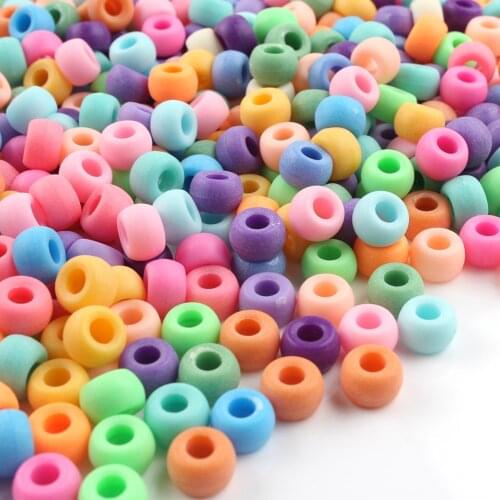 Mixed Matte Color style Acrylic Spacer Round Beads For Jewelry Making Handmade diy Bracelet Necklace 6*9mm Accessories Wholesale