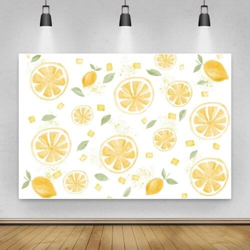 Laeacco Baby Shower Photo Backgrounds Lemon Cart Bar Fruit Shop Children Portrait Photography Backdrops Birthday Party Photozone
