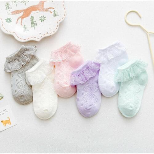 Baby Girls Summer Lace Breathable Socks Newborn Spring Frill party short socks