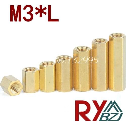 M3*L Brass Standoff Spacer Female Female Spacing Screws Hex Brass Threaded Spacer Pillar PCB Computer PC Motherboard