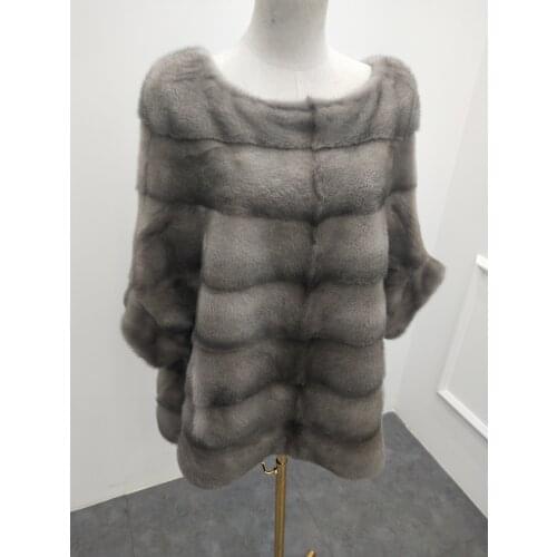 Imported mink whole mink mid-length hedging bat sleeve large size fashion loose long fur coat female winter
