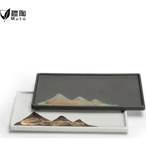 Tray water storage set color-changing ceramic tea set square tea tray stone tea tray tea board kung fu tea trays table stone
