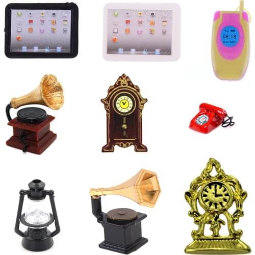 New 1:12 Doll House Phonograph Clock BJD Scene MINI Laptop Computer Doll Accessories For Doll Kids Toys