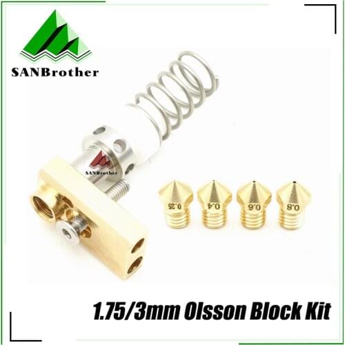 3D Printer Upgrade Ultimaker 2 + UM2 Extended+ Olsson Block Nozzle Hot end Kit for 1.75/3mm filament Heater block Whole Price