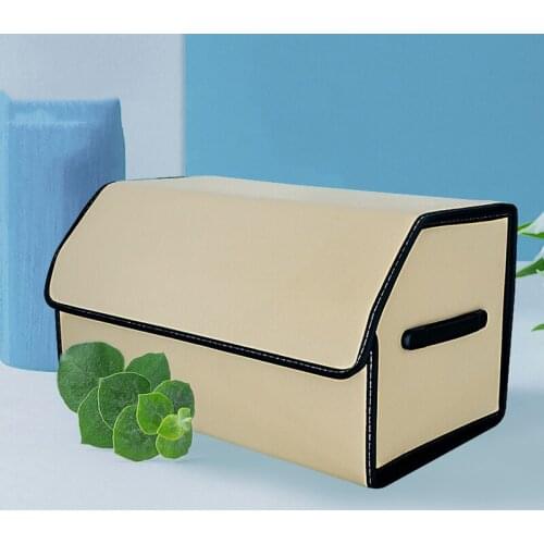 Large Capacity Car Trunk Organiser Folding PU Leather Car Storage Box Solid Color Waterproof Stowing Tidying Auto Accessories