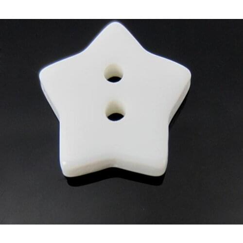 50pcs 5/8" 2-Holes Star Shaped Resin Buttons White Buttons Fit Sewing Craft Scrapbooking 15.0mm