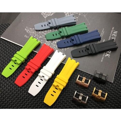 Green Red Black Blue White 28mm nature Rubber silicone Watchband Men Sport Watch Band For AP strap for Audemars And Piguet Logo