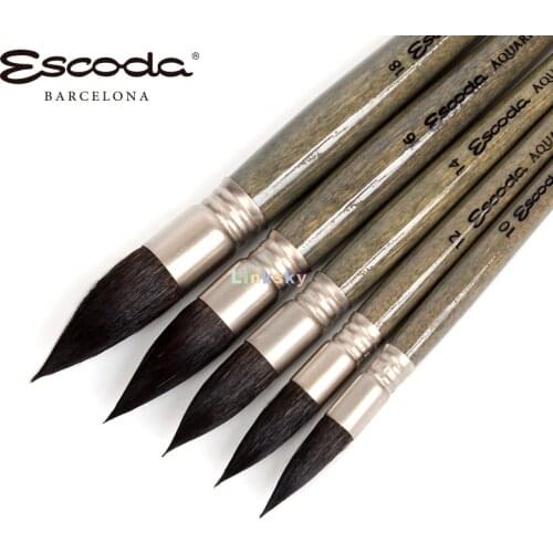 ESCODA 1130 sereis,Short Handle Round,Soft Squirrel Hair,Artist Watercolor Brush,suitable for Color Spreading and Rendering