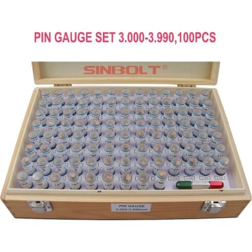 Sinbolt Pin gauge /Plug Gauge Set,3.000mm--3.990mm,100pcs+Pin Gauge Handle,Fast delivery