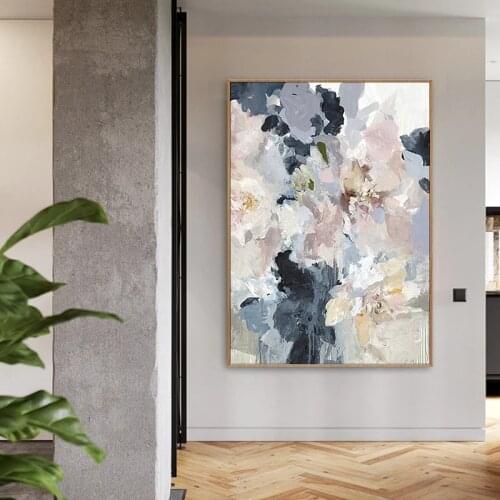 Nordic Abstract Oil Painting On Canvas Porch Restaurant Decorative Poster Modern Minimalist Flower Hanging Painting for Home