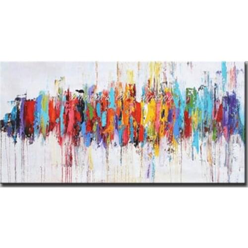 Mintura Wall Pictures for Living Room Multi-Color Abstract Diagram Hand Painted Acrylic Canva Oil Painting Hotel Decor No Framed