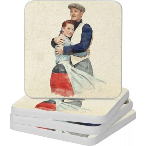 The Quiet Man Watercolor Diatomite Square Round Shape Coaster Heat Insulation Cup Bonsai Mat Soap Toothbrush Pad Diameter 10cm