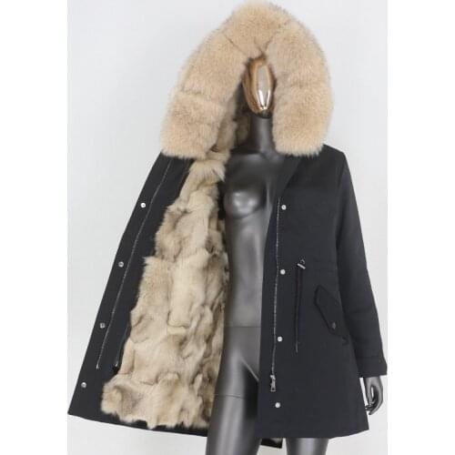 2021 New Long Waterproof Parka Real Fox Fur Liner Coat Winter Jacket Women Natural Raccoon Fox Fur Collar Hood Detachable