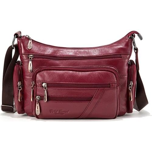 GOLD CORAL Genuine Leather Female Shoulder Bags Fashion Messenger Bags For Women Totes Crossbody Bags Ladies Handbags Tote Purse