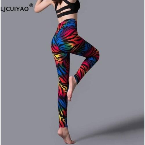 LJCUIYAO High Waist Leopard Print Leggings Women Fitness Skinny Push Up Leggings Spring Fashion Women Sports Knitted Legging